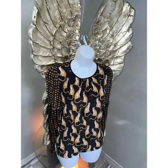 BL^NK Anthropologie Women’s Leopard Long Sleeve Blouse SZ Medium - Picture 2 of 9